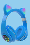 Cat ear style wireless Bluetooth headset in various colours on display