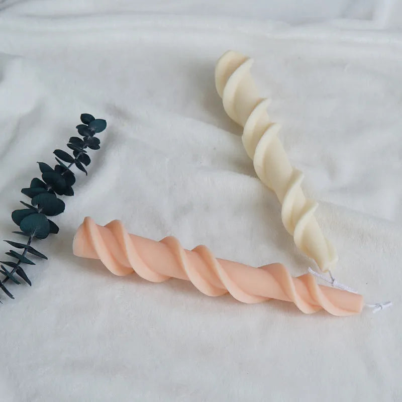 Spiral lace rod wax silicone rotating candle mould in photo colour for decorative candle making