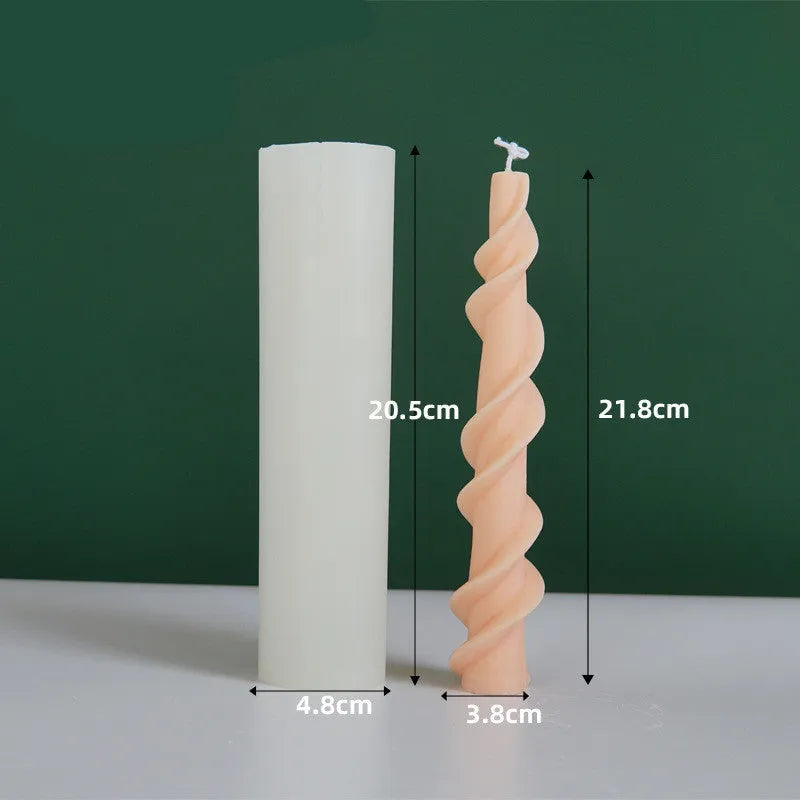 Spiral lace rod wax silicone rotating candle mould in photo colour for decorative candle making