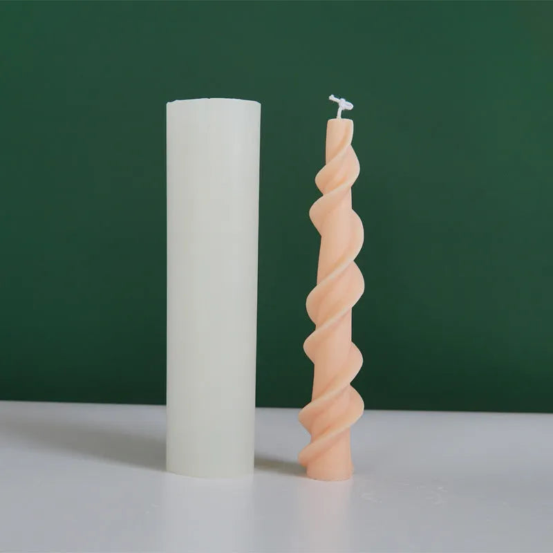 Spiral lace rod wax silicone rotating candle mould in photo colour for decorative candle making