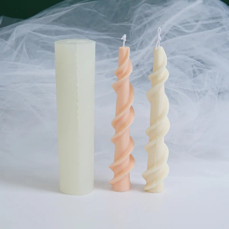Spiral lace rod wax silicone rotating candle mould in photo colour for decorative candle making