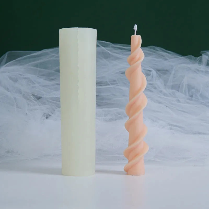 Spiral lace rod wax silicone rotating candle mould in photo colour for decorative candle making