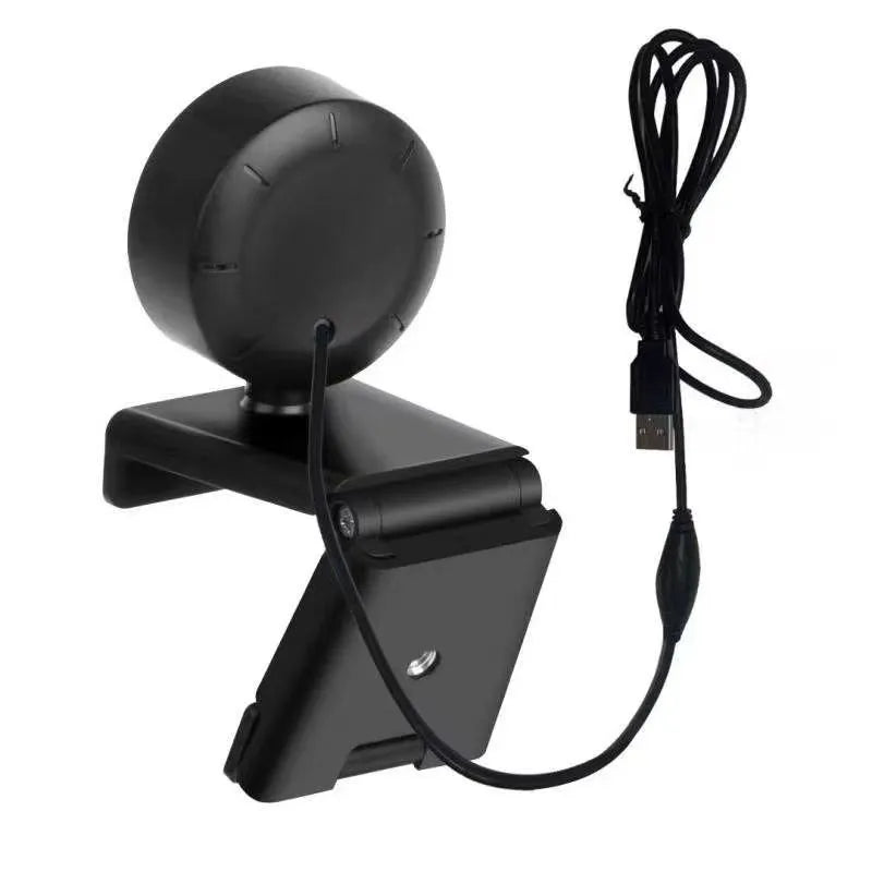 USB webcam on a computer monitor with adjustable LED fill lights around the lens.