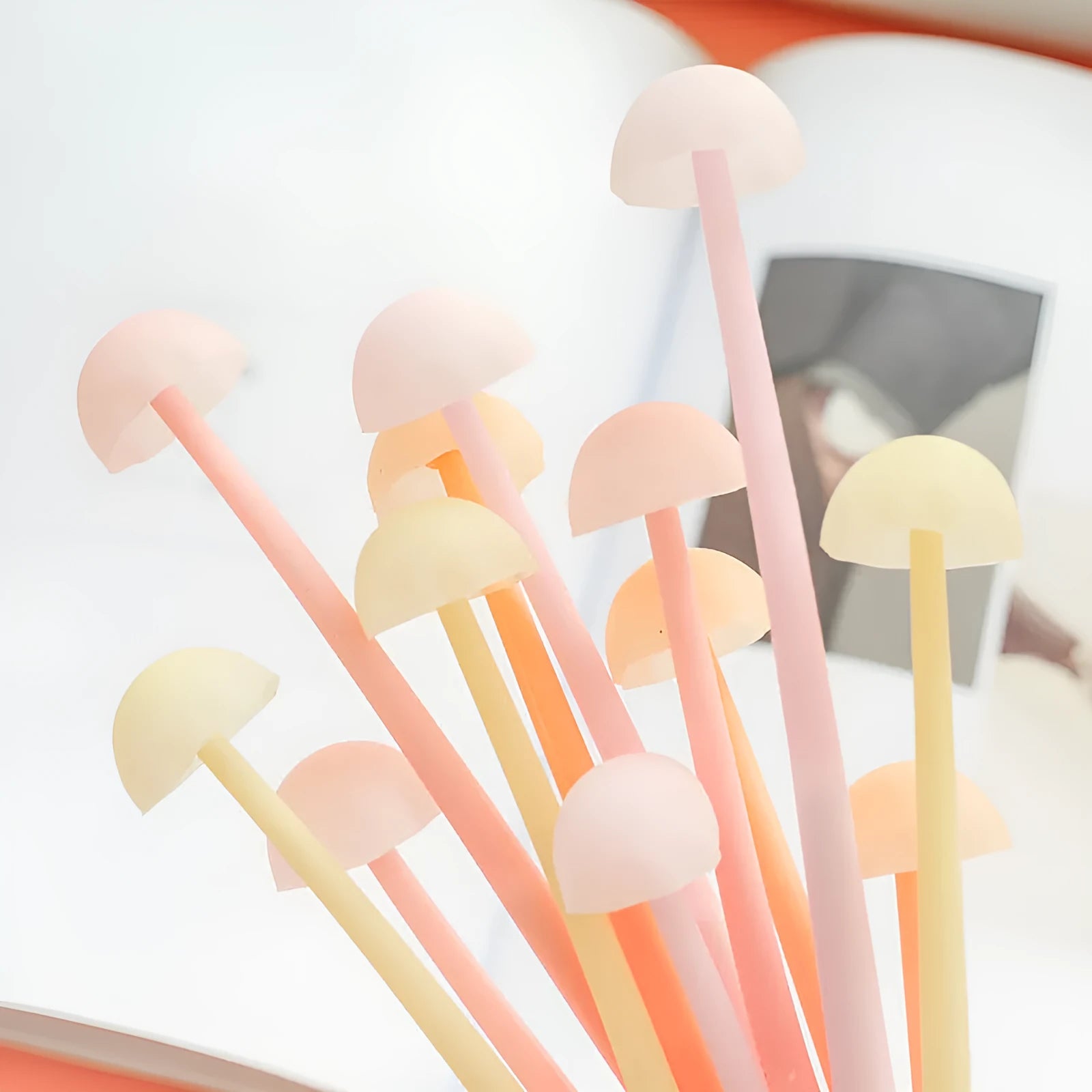 Luminous mushroom silicone gel pen with black barrel and black ink refill, 15.5cm length