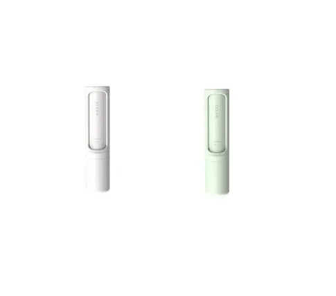 Rotating cylinder electrostatic pet hair removal brush in light pink with ABS body on a white background