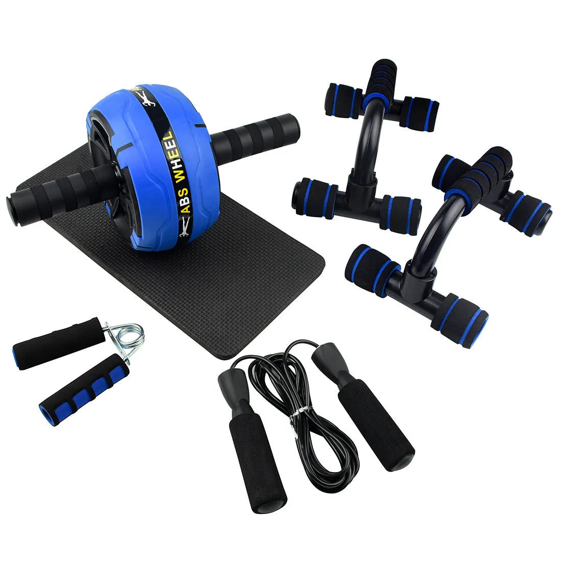 Resistance bands push-up bar and abdominal workout set in selected colour with fitness equipment components