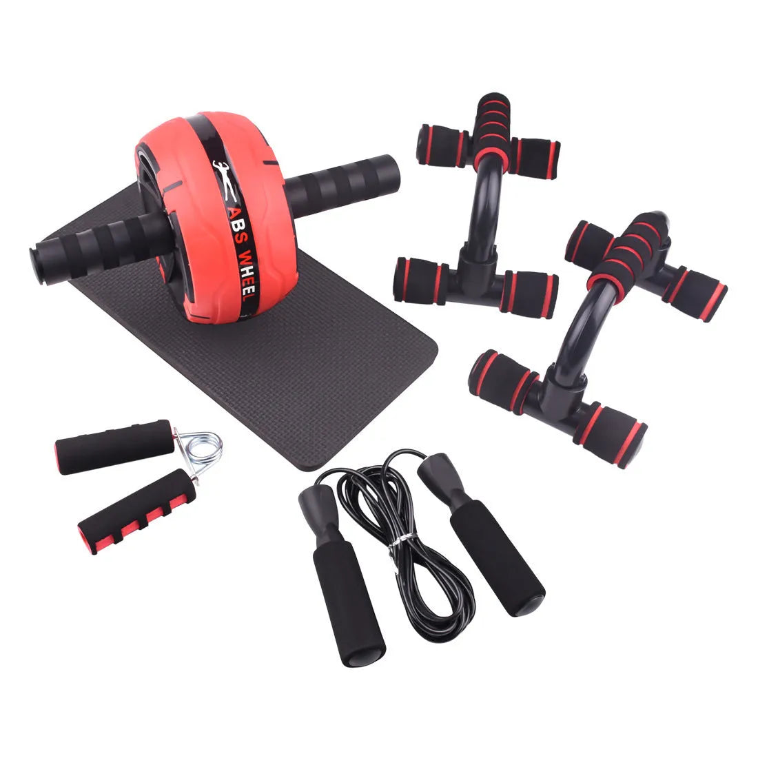 Resistance bands push-up bar and abdominal workout set in selected colour with fitness equipment components