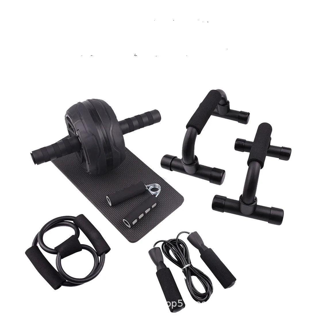 Resistance bands push-up bar and abdominal workout set in selected colour with fitness equipment components