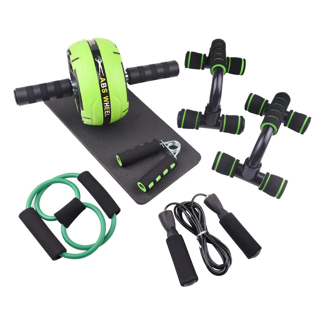 Resistance bands push-up bar and abdominal workout set in selected colour with fitness equipment components