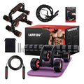 Push up bracket with rebound pull rope 4 rounds and abdominal muscle wheel set for home fitness