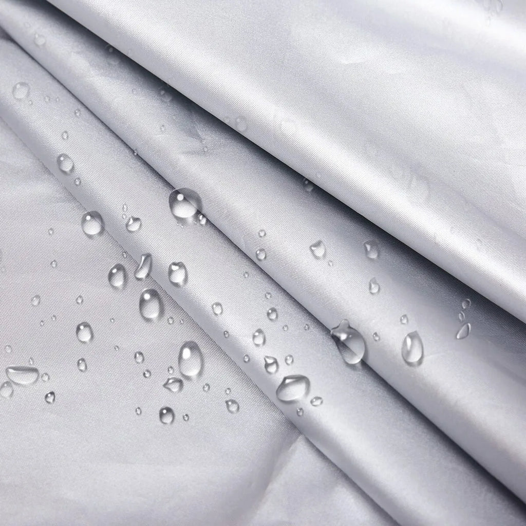 Universal full car cover in umbrella cloth with reflective strip, sized for sedans, SUVs, and pickups