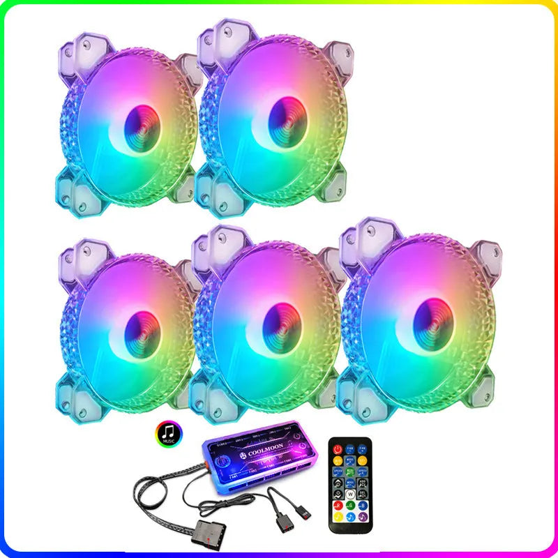 Cool Diamond RGB 12cm computer case fan with crystal diamond aperture and ARGB lighting