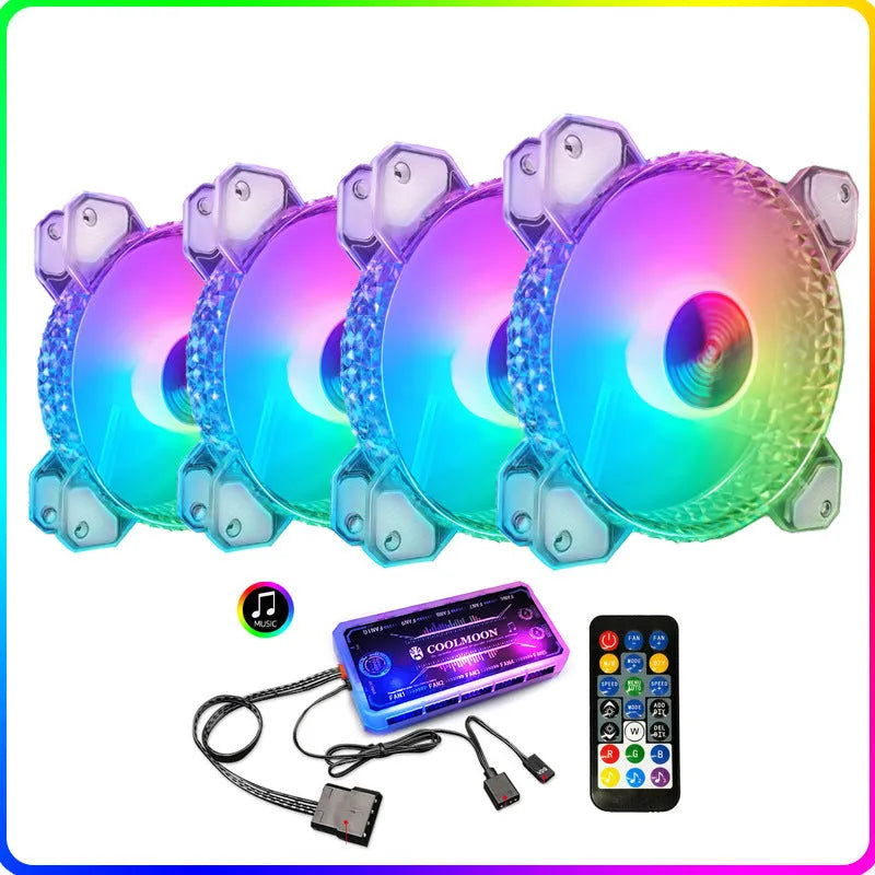 Cool Diamond RGB 12cm computer case fan with crystal diamond aperture and ARGB lighting