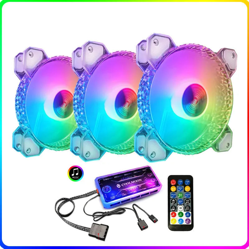 Cool Diamond RGB 12cm computer case fan with crystal diamond aperture and ARGB lighting
