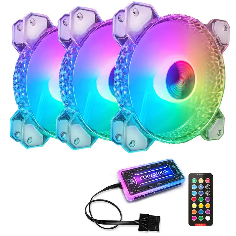 Cool Diamond RGB 12cm computer case fan with crystal diamond aperture and ARGB lighting