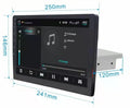Black GM car GPS navigator with a large rotating LCD touchscreen in a vehicle.