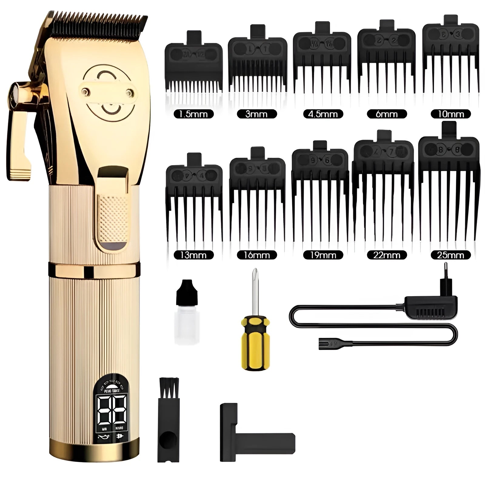 Gold colour cordless hair clipper with professional 25W motor for barbershop and home use