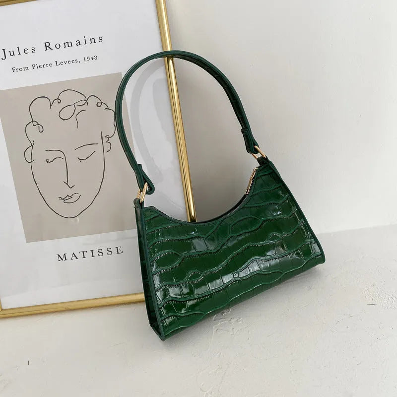 Small square PU leather underarm bag in a selection of colours and patterns including leopard print