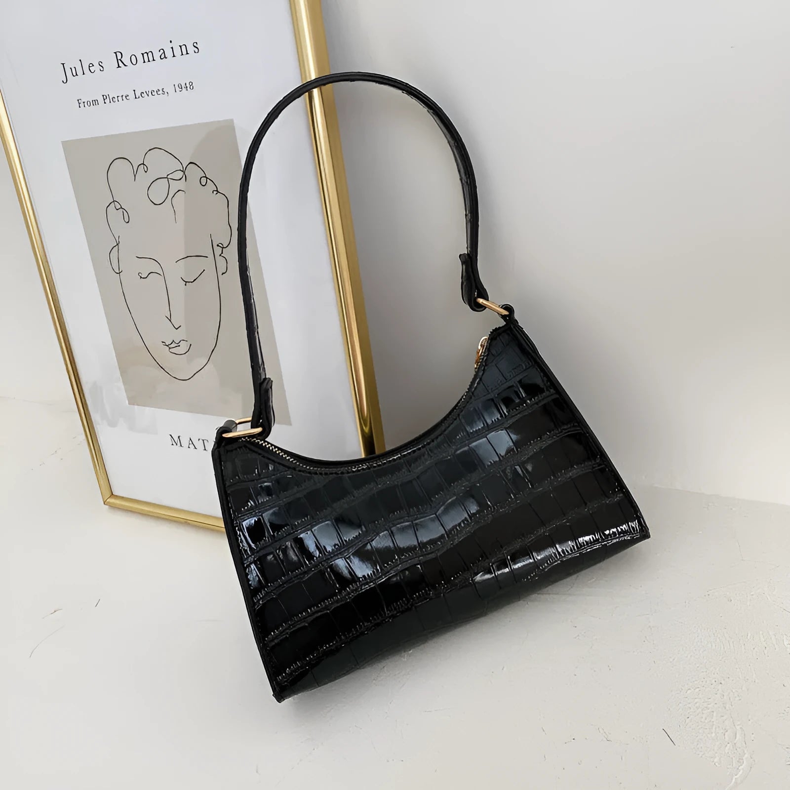 Small square PU leather underarm bag in a selection of colours and patterns including leopard print