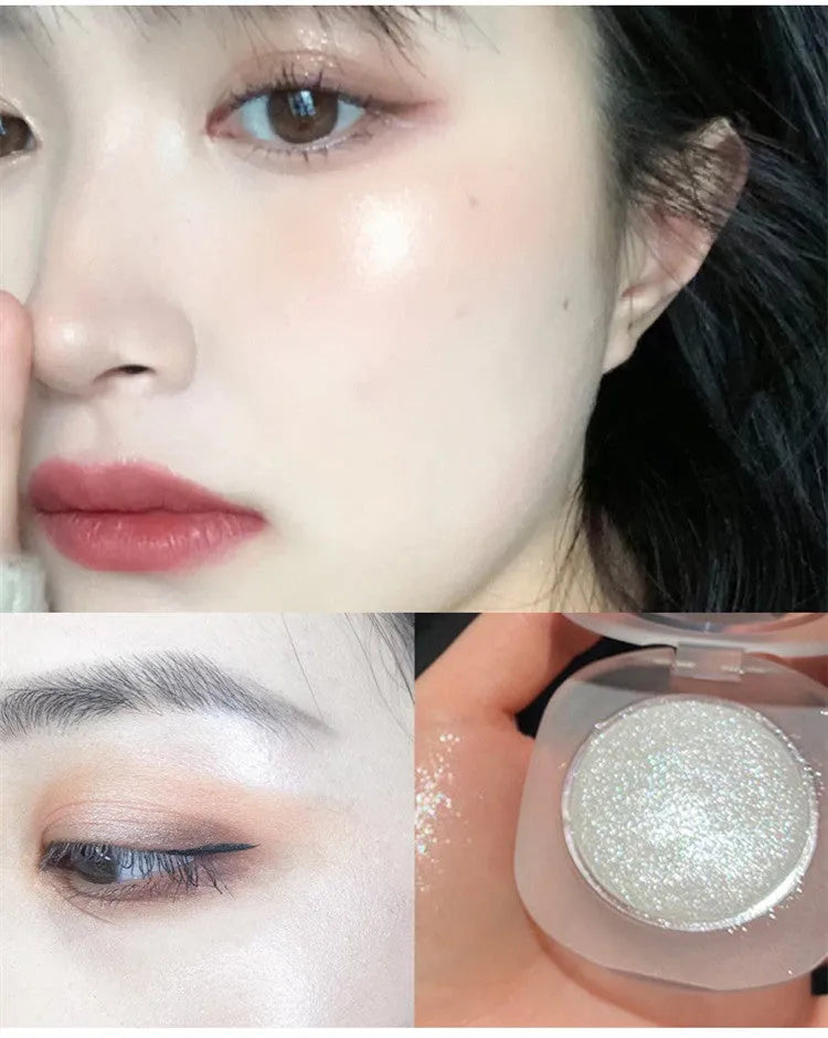 Diamond glitter highlighter gel in natural colour, compact 40x40x30mm for face and body brightening