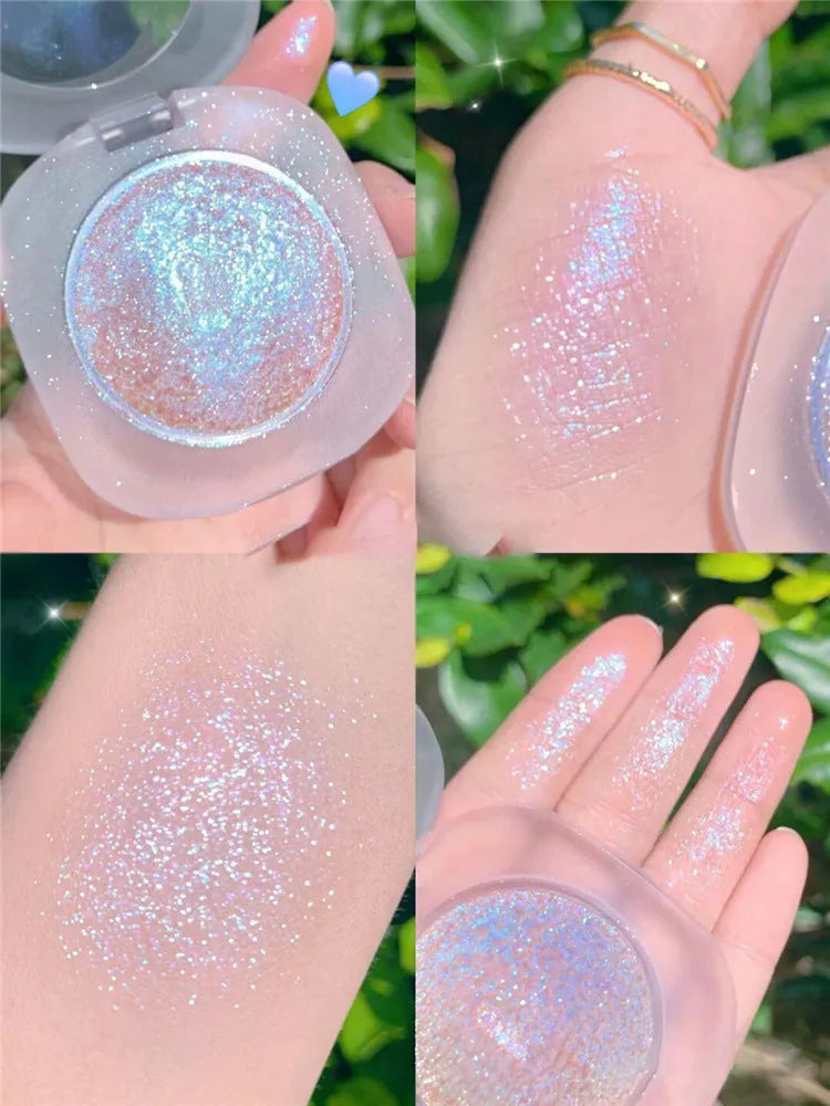 Diamond glitter highlighter gel in natural colour, compact 40x40x30mm for face and body brightening