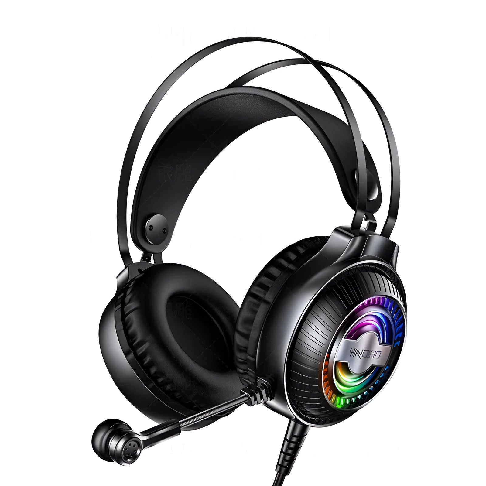 Wired computer headset with microphone showing black colour option and 3.5mm plug