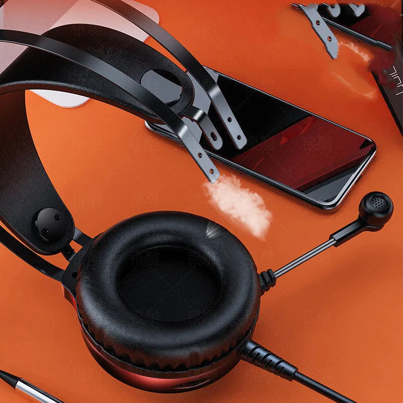 Wired computer headset with microphone showing black colour option and 3.5mm plug