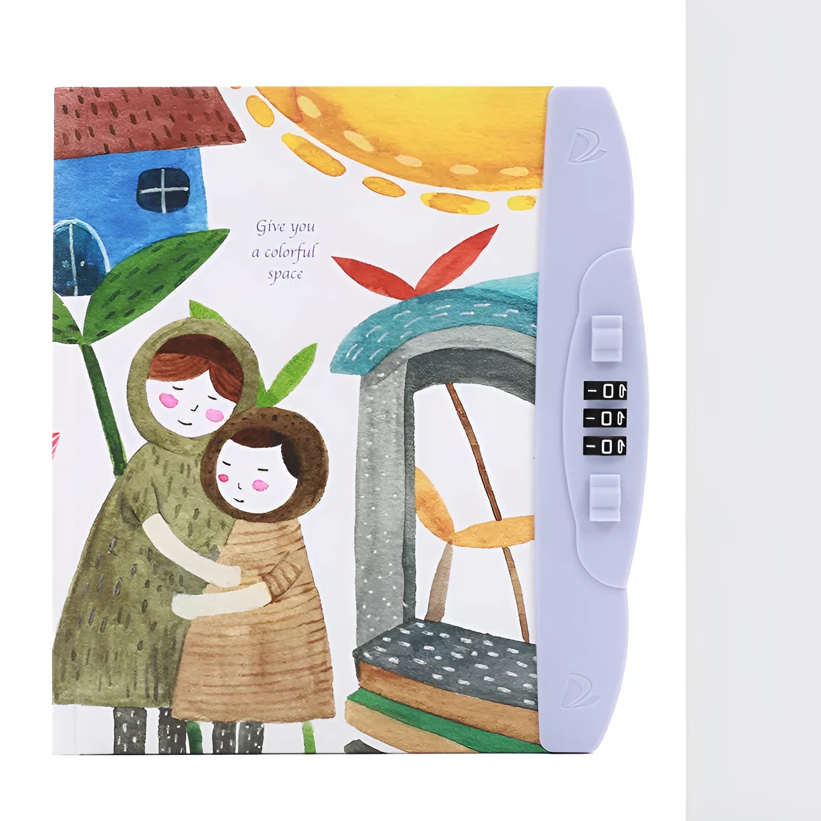 Children's codebook lock diary notebook with colourful cartoon cover and yellow pages