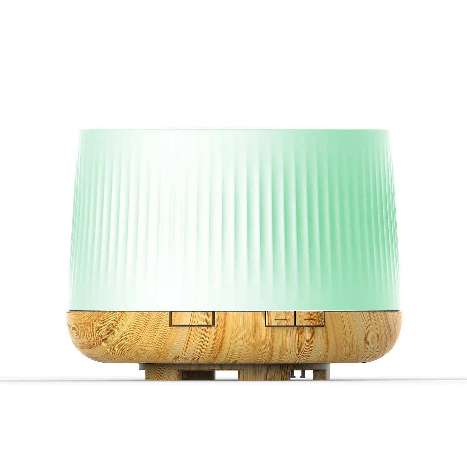Essential oil ultrasonic humidifier in light wood grain finish with single fog outlet, mechanical dial, and small water tank for rooms under 10 sq m