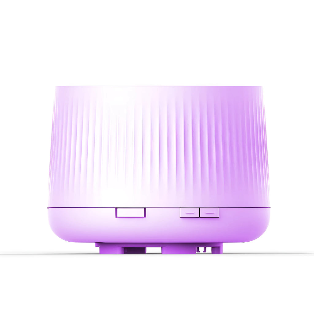 Essential oil ultrasonic humidifier in light wood grain finish with single fog outlet, mechanical dial, and small water tank for rooms under 10 sq m