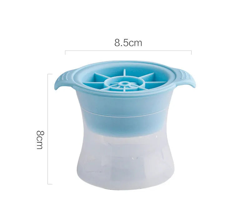 Flexible silicone ice tray for making large ice hockey shapes and spherical or pentagonal ice cubes in various colours