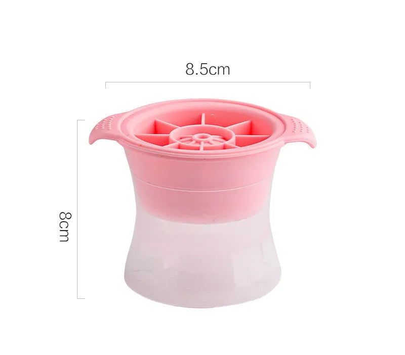 Flexible silicone ice tray for making large ice hockey shapes and spherical or pentagonal ice cubes in various colours