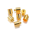 Assortment of multi-colour electroplated copper weight caps and bell caps in various sizes for crafting.