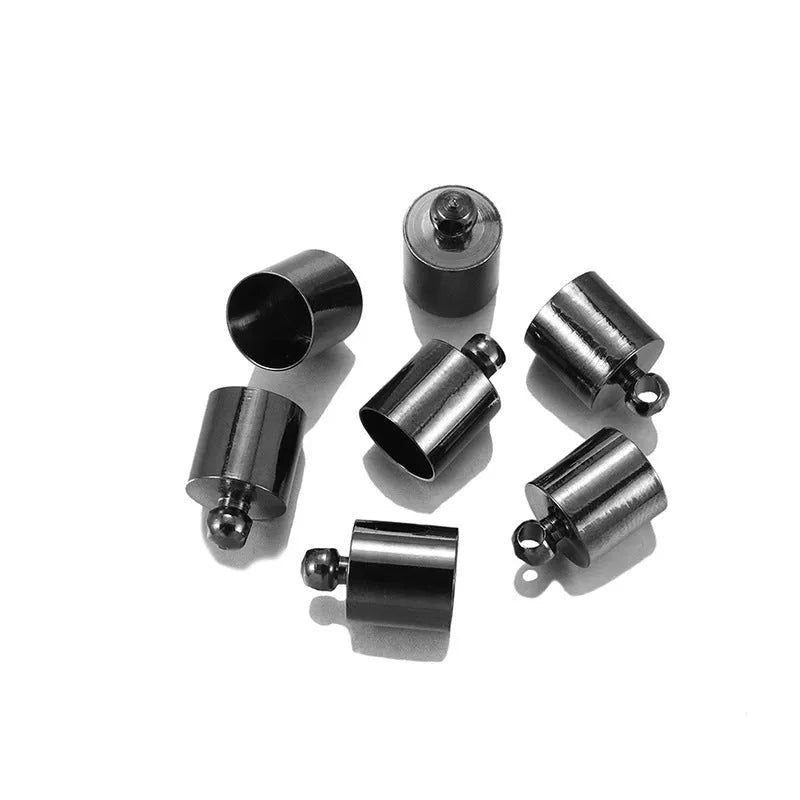 Assortment of multi-colour electroplated copper weight caps and bell caps in various sizes for crafting.
