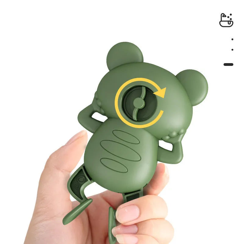 Little Frog bath toy in Deep Mist Blue, wind-up floating water toy, ABS plastic, 14x10cm, for infants 0-3 years