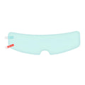 Blue motorcycle helmet waterproof rainproof anti-fog film with nano ceramic scratch resistant layer on a table.