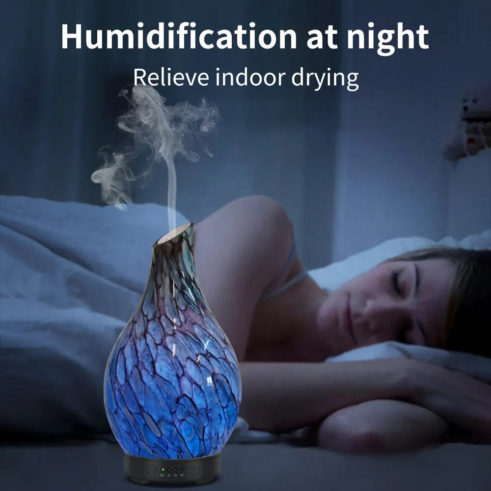 Blue cobblestone aroma diffuser with single fog outlet for home humidification covering 31-40 square metres