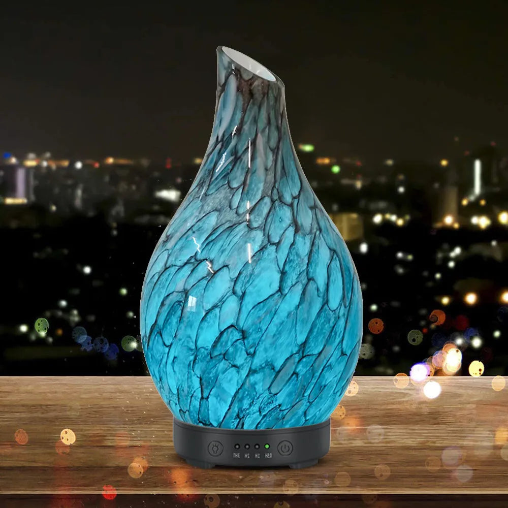 Blue cobblestone aroma diffuser with single fog outlet for home humidification covering 31-40 square metres