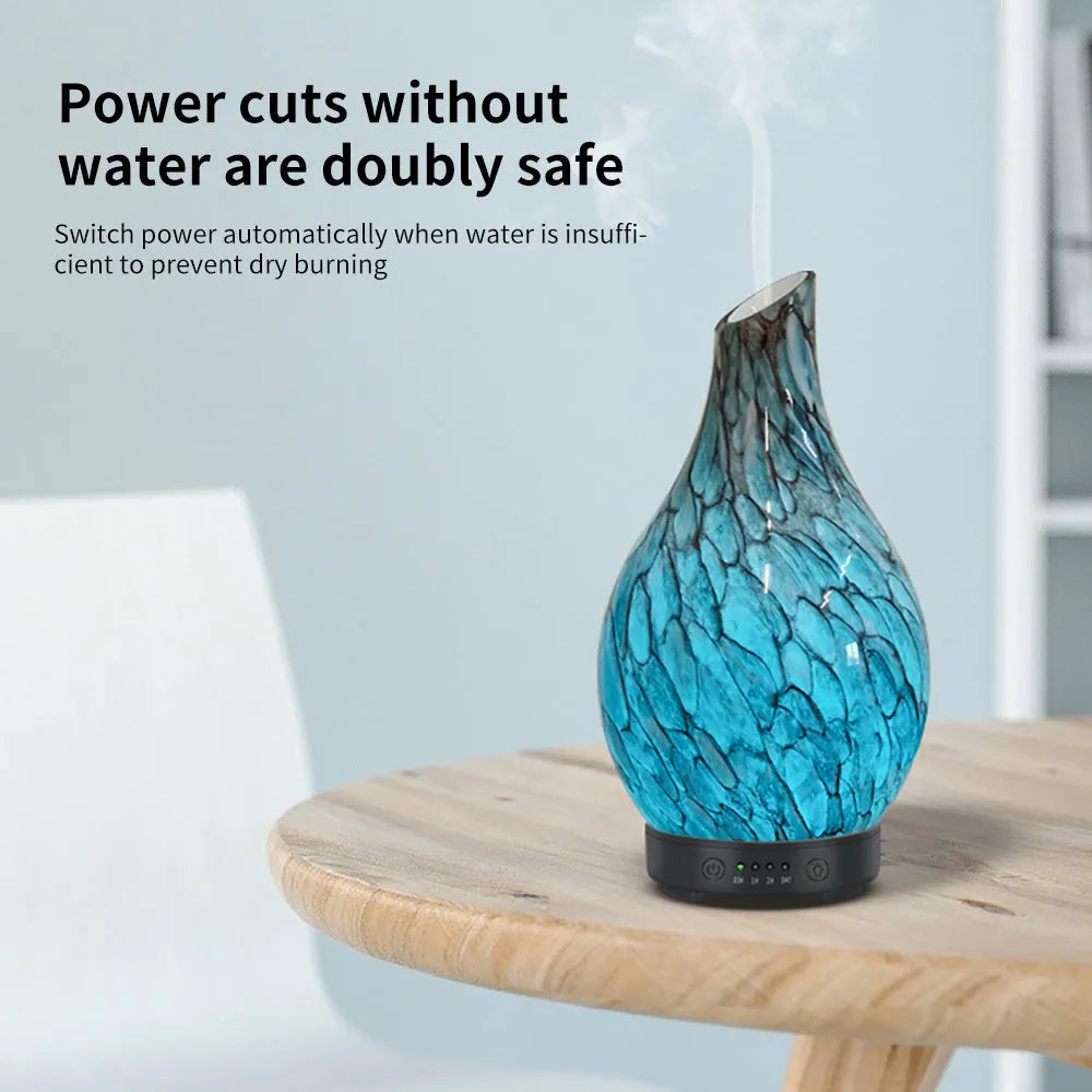 Blue cobblestone aroma diffuser with single fog outlet for home humidification covering 31-40 square metres