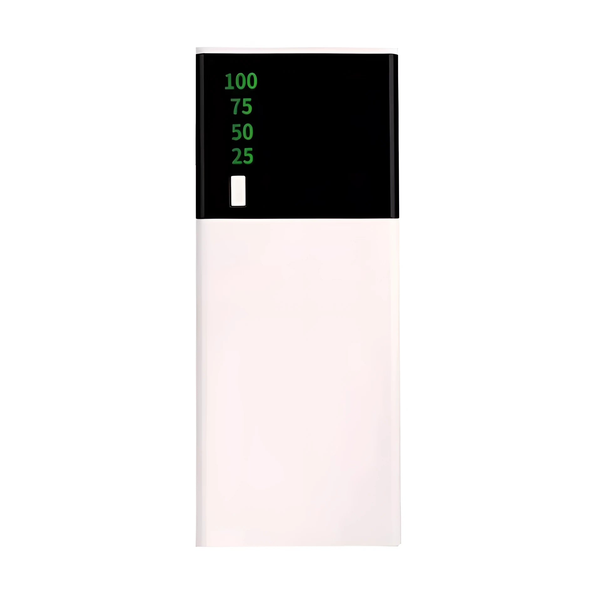 Black 20000mAh power bank with charging cable showing aluminium shell construction