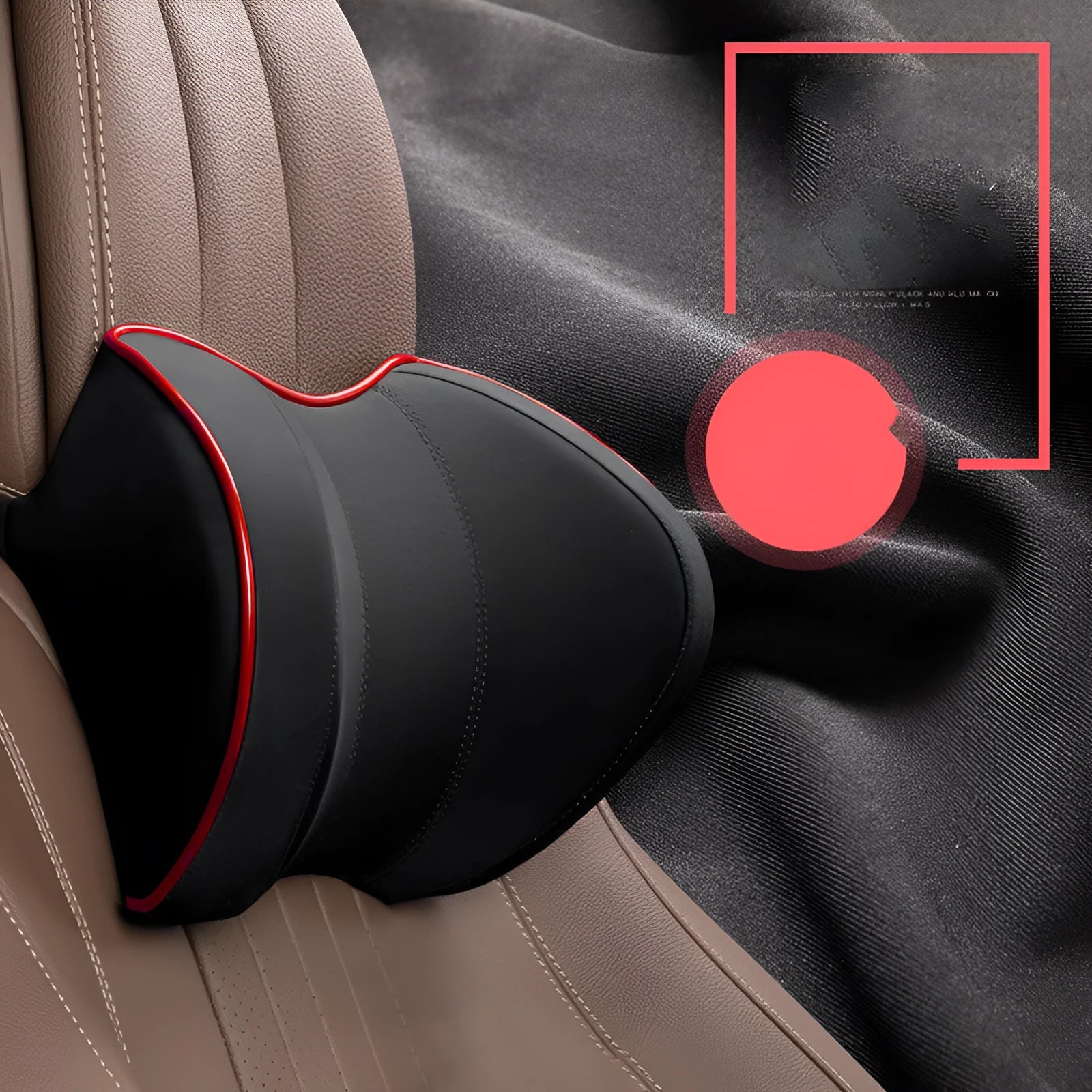 Memory foam car headrest neck pillow in black and red colour for driving comfort and neck support