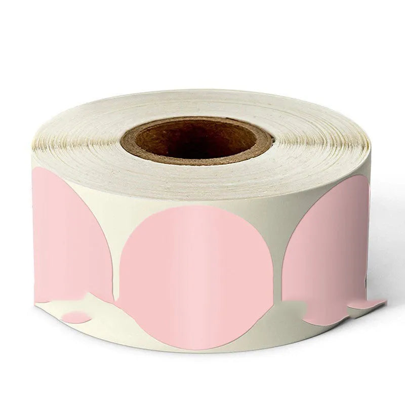 Roll of round colour marker stickers in one of nine colours, with 500 sheets per roll