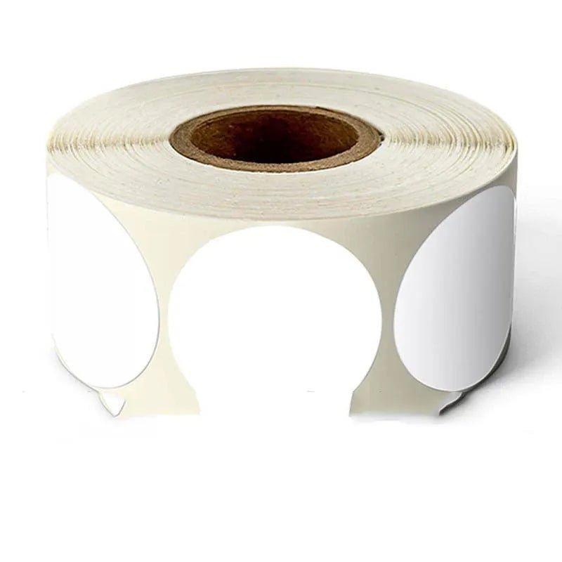 Roll of round colour marker stickers in one of nine colours, with 500 sheets per roll
