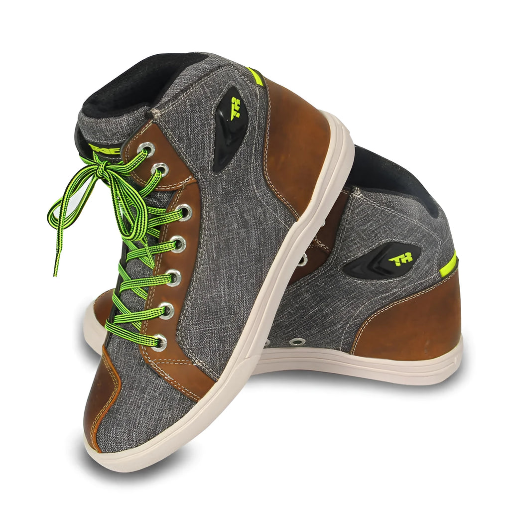 Men's black motorcycle casual short boots with breathable construction for summer riding
