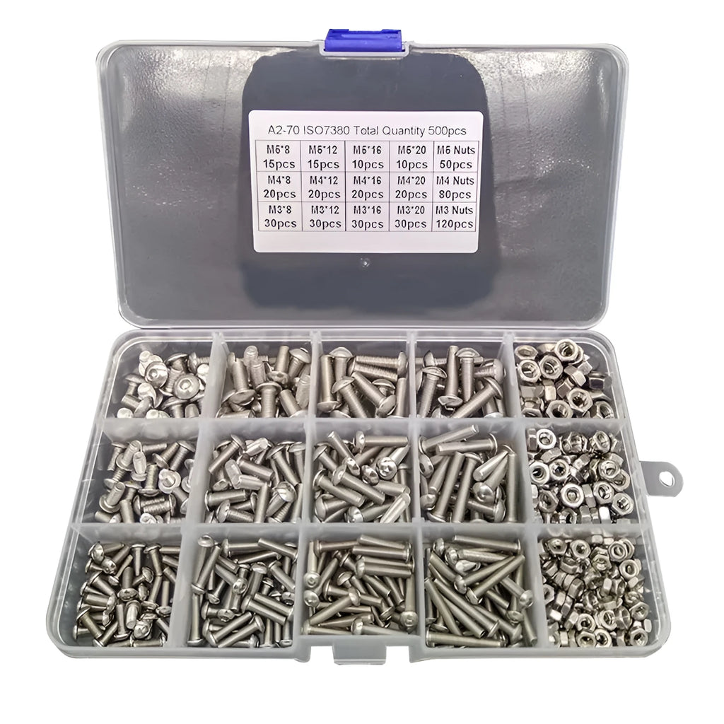 Stainless steel A2-70 pan head hexagon socket combination screw with matching nut in M4 thread size