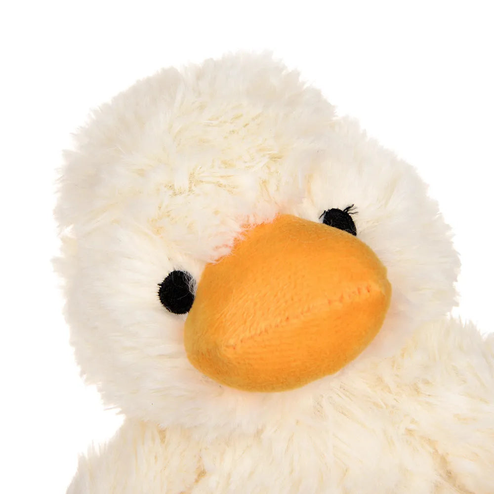 White plush duckling dog toy with squeaker, cotton filler, plain pattern, 23cm size