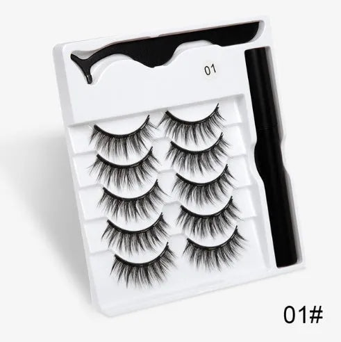 Magnetic false eyelashes with cotton stem, chemical fibre, multiple styles, in packaging