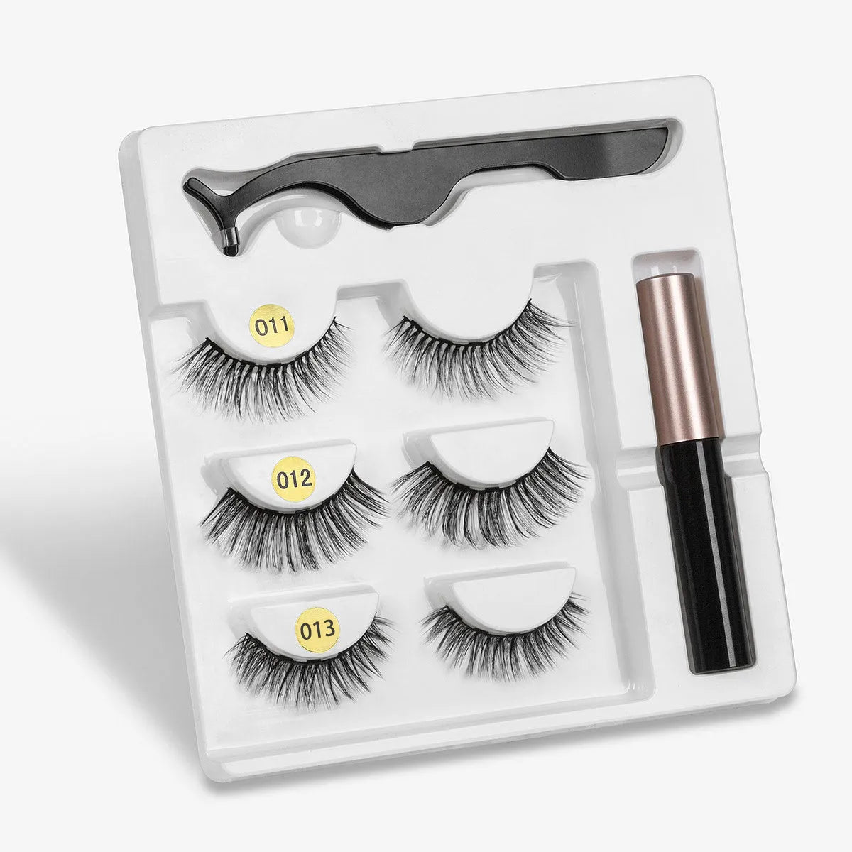 Magnetic false eyelashes with cotton stem, chemical fibre, multiple styles, in packaging