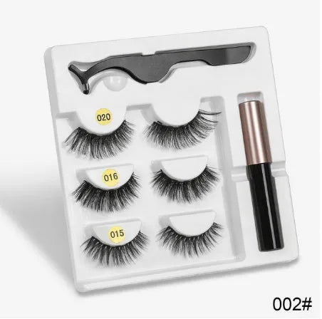 Magnetic false eyelashes with cotton stem, chemical fibre, multiple styles, in packaging