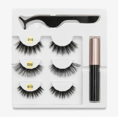 Magnetic false eyelashes with cotton stem, chemical fibre, multiple styles, in packaging